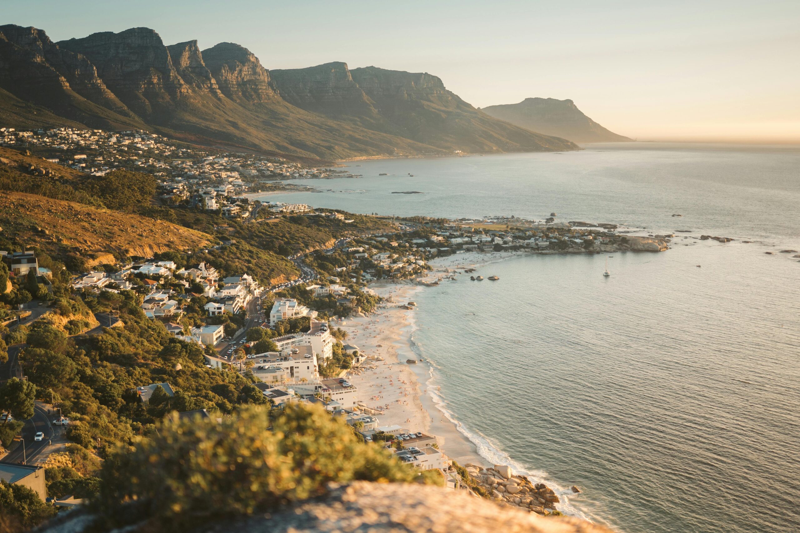 Sunset view over Cape Town and Table Mountain
